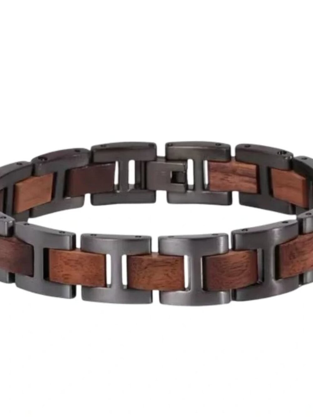 HOLZKERN • Walnut & Grey Acoustic Wood Bandlet Bracelet - Picture 2 of 13